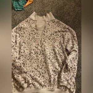 aerie cheetah print quarter zip